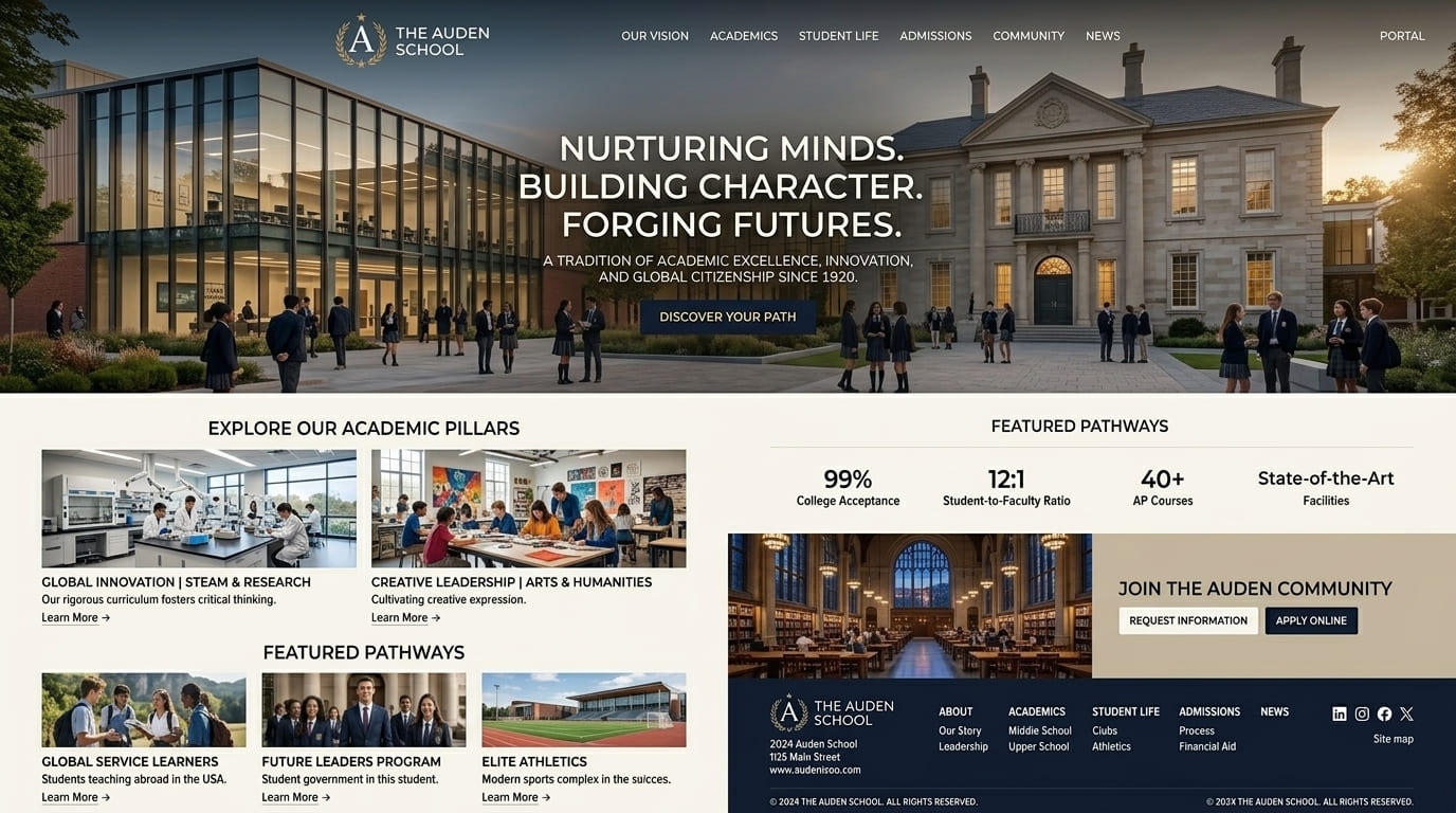 Example of a professionally developed website with custom features and design